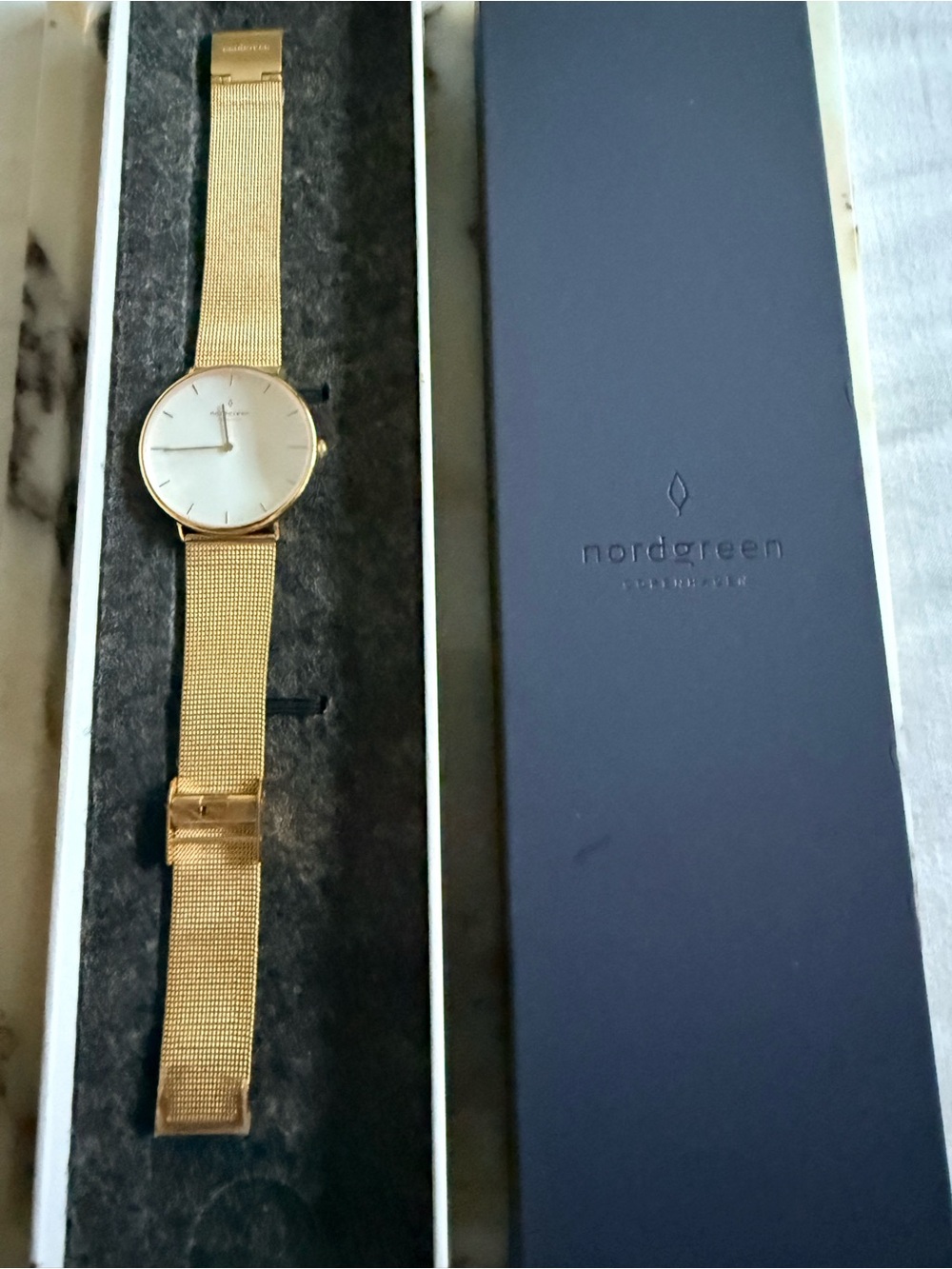 Nordgreen Gold Mesh Women's Watch - White Dial